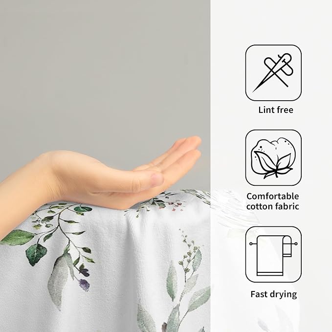 Giwawa Green Eucalyptus Hand Towels Set of 2 Sage Leaves Soft Absorbent Small Bath Towel Kitchen Dish Guest Towel for Bathroom Hotel Gym Spa