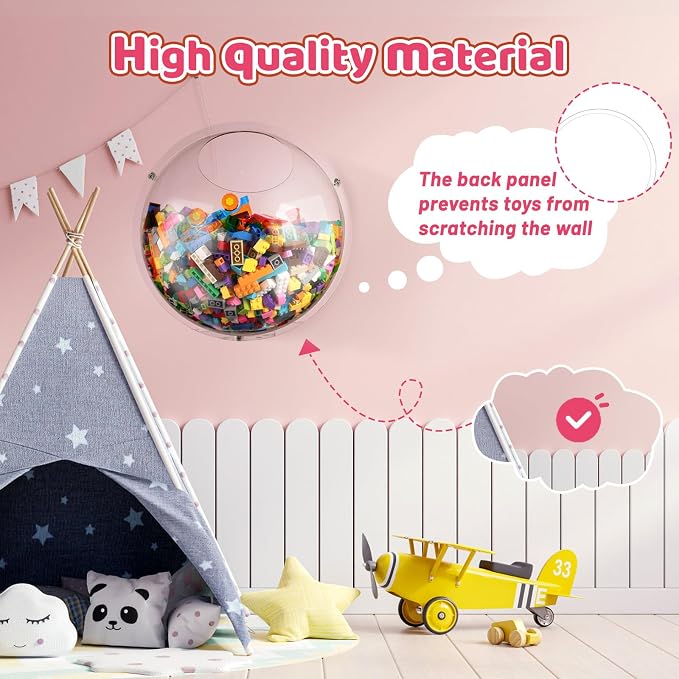 2 Pack Acrylic Wall Organizer Acrylic Toy Dispenser for Wall, Toy Storage Display with Back Panel Hanging Clear Holder for Blocks, Snacks, Cars