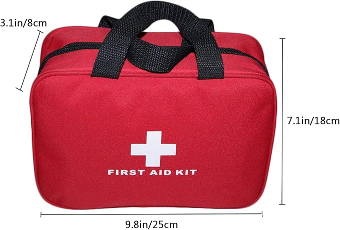 Nylon First Aid Empty Kit,Compact Waterproof and Lightweight First Aid Bag with Zippered for Emergency at Home, Office, Car, Outdoors, Boat, Camping, Hiking(Bag Only)