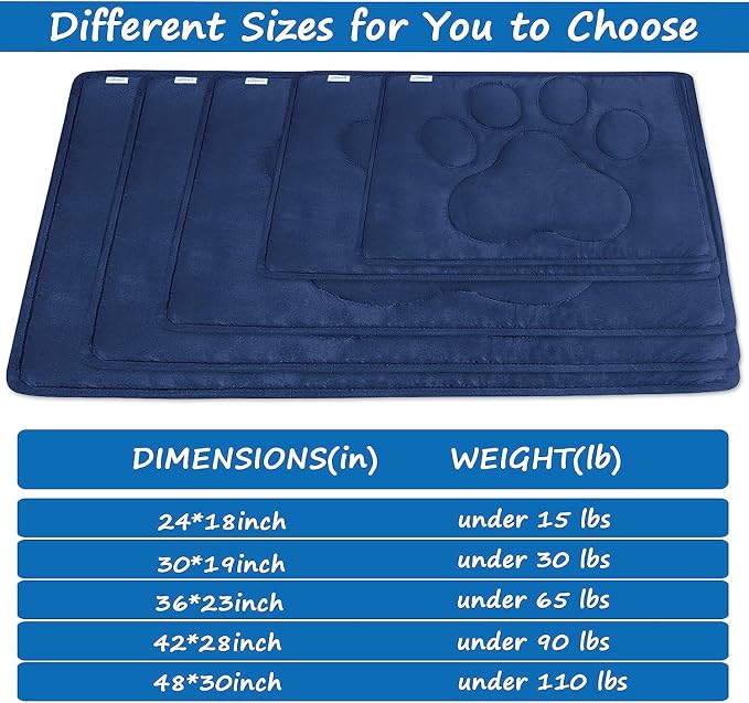 Dog Crate Pad(30"x 48"), Washable Crate Mat with Anti-Slip Bottom | Breathable Crate Bed Kennel Pad for Sleeping ,Dark Colored to Hide Stains Washable Dog Bed Crate Mat, Navy