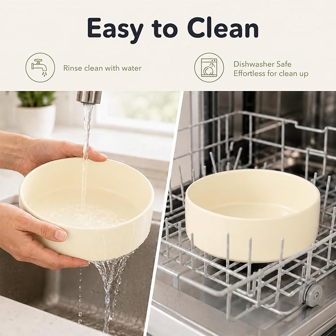 Havniva Ceramic Dog Bowls Elevated, Raised Dog Food Bowl for Large Dogs | 8.3” Elevated Dog Bowls, Non-Slip Wood Stand, Dog Food and Water Bowl Set, Dog Feeding Dish, Large Capacity Pet Water Bowl