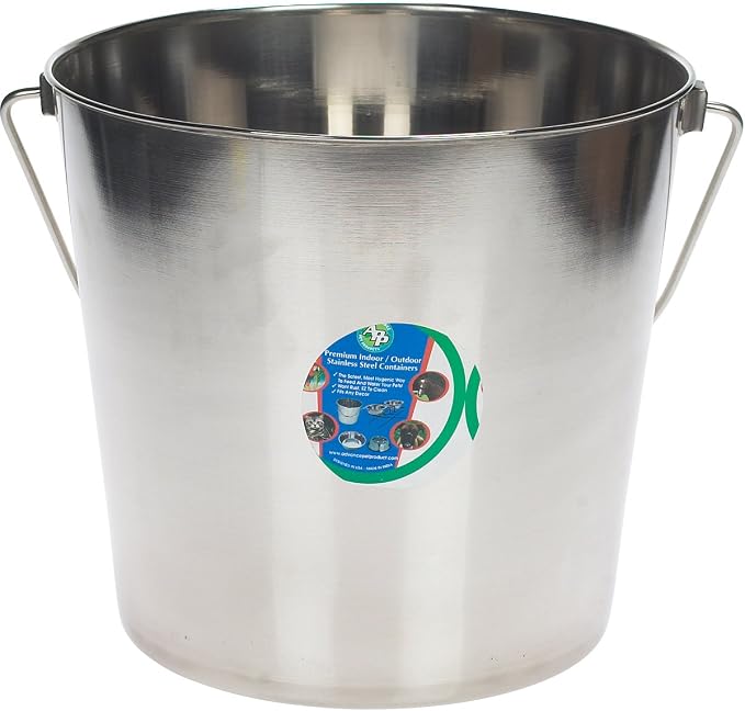 Advance Pet 16 Qt (4 Gal) Stainless Steel Bucket – Heavy Duty, Rust Resistant, Dishwasher Safe for Dogs, Livestock & Kennels