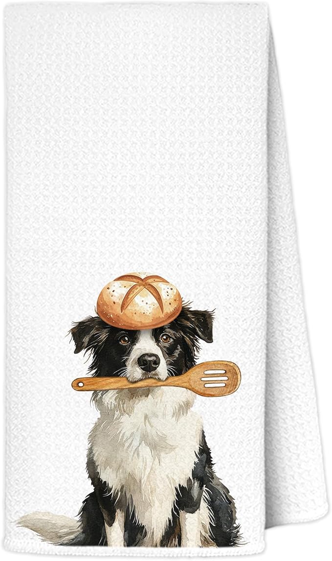Border Collie Kitchen Towels 16x24 Inch, Border Collie Lovers Gifts Decorative Hand Towels for Kitchen Bakery, Cute Baking Chef Dog Dish Tea Towel Drying Cloth