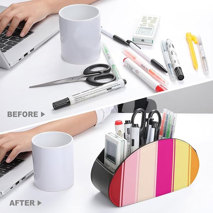 Remote Control Holder Caddy LGBT Lesbian Pride Table Desk Storage Organizer | LGBT Lesbian Pride, PU Leather, 5 Compartments, Fits TV Remotes, Media Player, Office Supplies