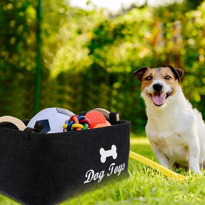 TEHAUX Puppy Supplies Pet Dog Storage Basket, Pet Organizing Blankets Leashes and Food for Holding Dog, Food, Clothes, Easy and Convenient to Carry Supplies Containers