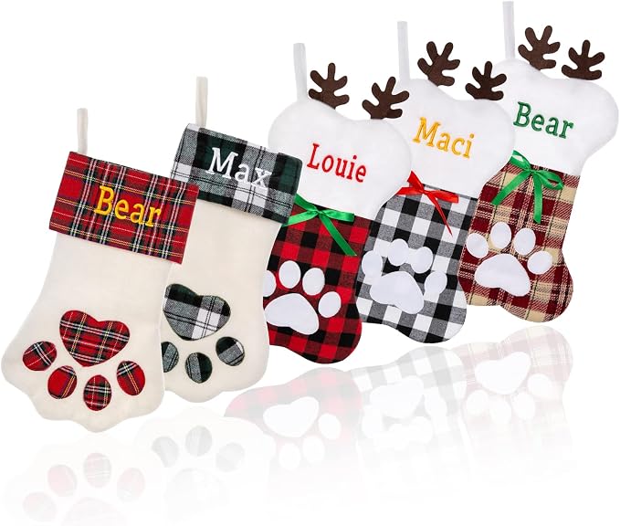 Personalized Christmas Stocking Large Custom Knitted Embroidered Name Xmas Stocking for Family Kids Pets Fireplace Party Decor