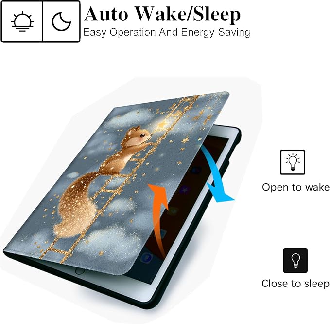 for Microsoft Surface Pro 8-13" 2021 Tablet Case,Auto Wake/Sleep,Adjustable Stand Protective Cover - Cute Squirrel Star