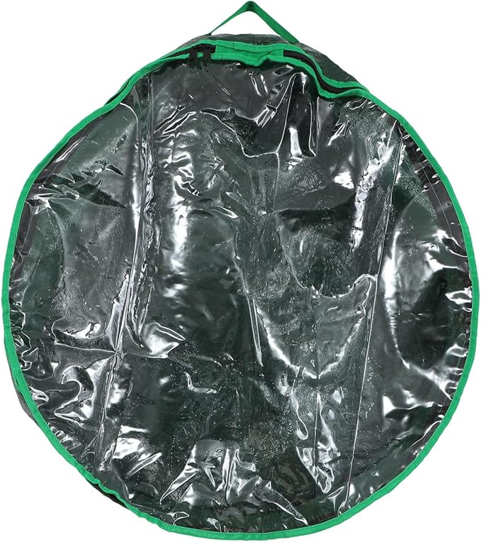 Holibanna 1pc Christmas Wreath Storage Bag Container with Clear Window Design for Holiday Decorations for Storing Wreaths and Garlands