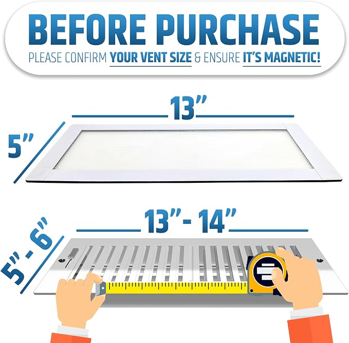 Powerful Magnetic Vent Screen Mesh Covers (3-Pack) that Will Never Move or Fall - for Floor, Wall & Ceiling Registers of Width 5" to 6", Length 13" to 14" - Super Strong Neodymium Magnets | White