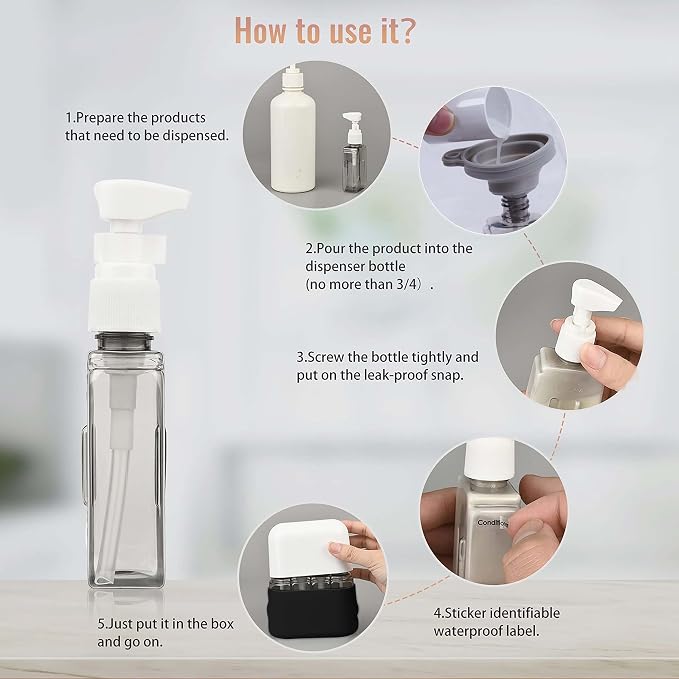 Bpluma Travel Bottles, Leak Proof Containers For Toiletries TSA Approved Airplane Accessories Kits For Liquid With Labels | For Toiletries TSA Approved Airplane Accessories Kits For Liquid With Labels