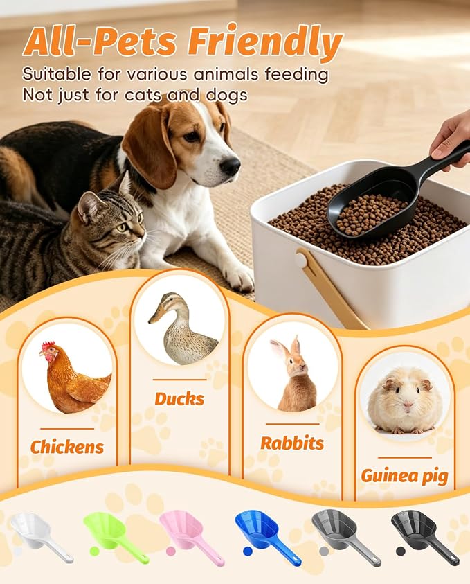 2 PACK Dog Food Scoop,1 Cup Capacity Pet Food Scoop For Dog and Cat (Black) | Clear Markings for Precise Measuring 1/2 and 1 Cup Line, Dishwasher Safe,Plastic,Portable and Sturdy