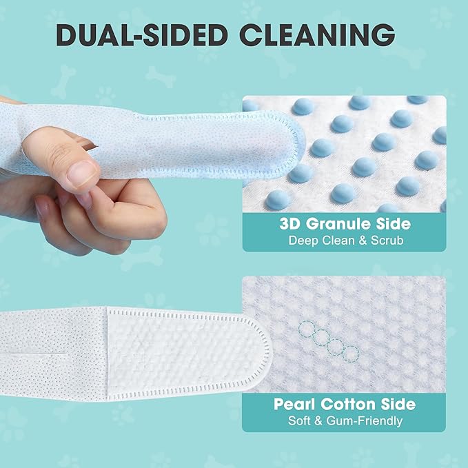 Dog Teeth Cleaning Wipes, Pet Dental Cleaning Finger Wipes Tooth Brushing Kit for Dogs Cats Remove Plaque Tartar Bad Breath Ear Wax, 50 Pcs Dog Healthy Mouth Tooth Wipes for Pets Daily Care, Coconut