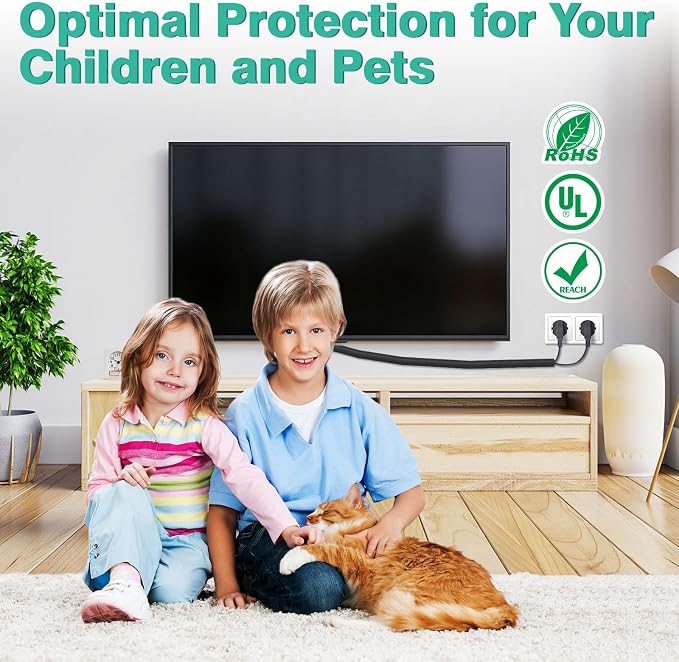 UOMTFAI Dog and Cat Cord Protector 10ft - 3/8inch, Flexible Cable Sleeve for Easy Cord Management, Protects Cables from Pets Chewing, Ideal for USB, Power, Audio and Video Cords - Black
