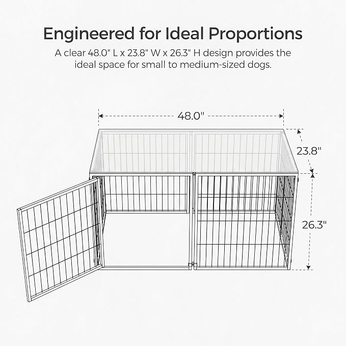 48 Inch Dog Cage with Top Cover Large Kennel for Medium Dogs Black Metal Wire Pet Playpen Indoor Crate Furniture Style Easy Assembly Flexible Door Placement Box for Two Small Puppies