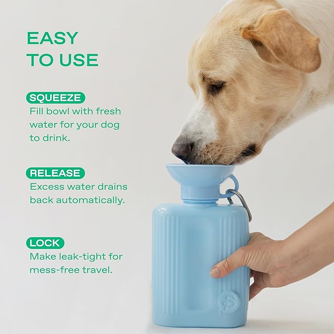 Springer Dog Water Bottle | Large Capacity Drinking Feeder Dispenser for Dogs & Puppies | As Seen on Shark Tank | Leak-Proof Bowl | BPA-Free | Outdoor Walking, Hiking & Camping | 44oz Gray