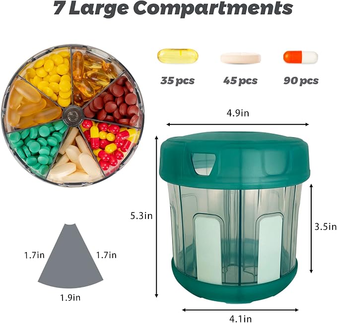 Yaklim Extra Large Supplement Organizer with XL 7 Large Compartments