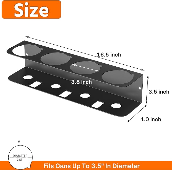 Spray Can Holder Rack, Steel Wall Mounted Spray Bottle Holder | Heavy Duty Garage Tool Utility Storage Rack, Holds 100 lbs