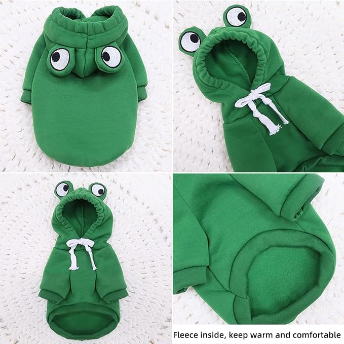 Pet Clothing Dog Transformation Shaped Hoodie (Frog,XS) | Autumn and Winter Warm Small Large Dog Method Dou Cat Clothes For French Bulldog Chihuahua Pug Boston Terrier Dachshund