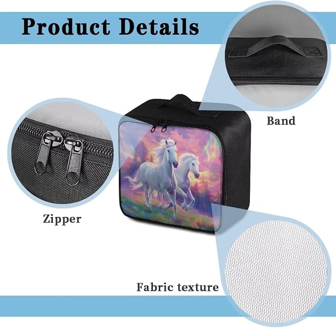 Rnyleeg Aurora Horse First Aid Bag Empty Large First Aid Travel Kit Portable Medical Supplies Bag with Smooth Zipper Easy to Clean and Storage