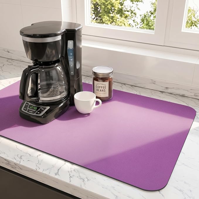 Ecotrim Coffee Mats for Coffee Bar Accessories, Purple 17" x 31.5"