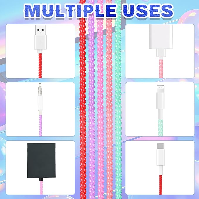 Friends 10 Pcs Cord Protectors from Pets No Chew 43.3'',Pearlescent Color | Spiral Cable Protector, Phone Charger Cover, Data Cable Protective Sleeve Chew Proof, USB Wire Cover Stylish, Cat Dog Rabbit