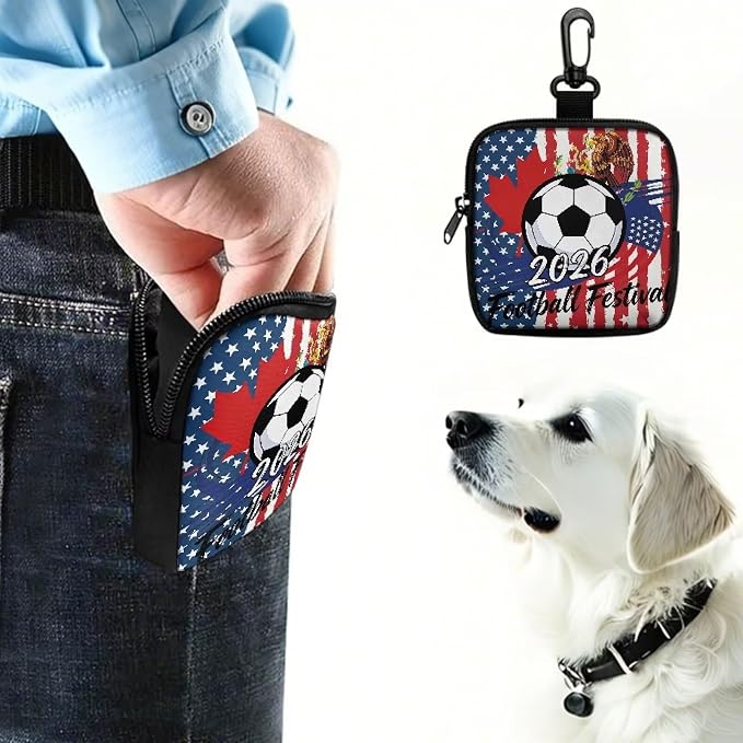 Dog Treat Pouch Dog Training Reward Pouch with Carabiner Waterproof Small Dogs Treat Bag for Leash 2026 Football Festival