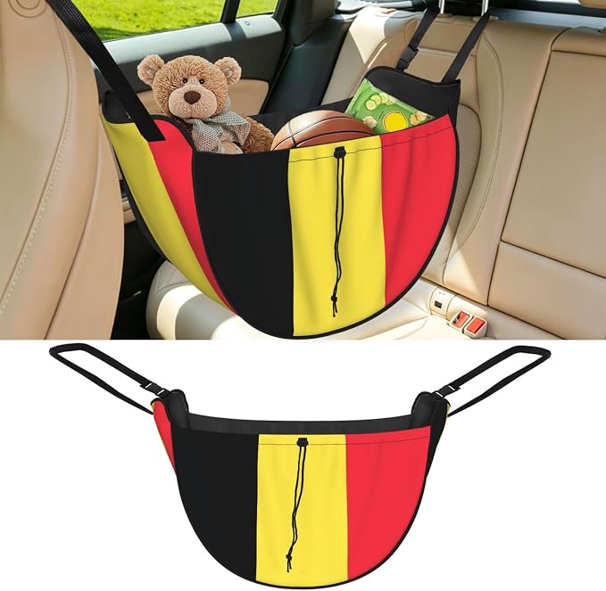 Flag of Belgium Car Seat Organizer-Backseat Storage Bag for Travel | Waterproof Durable. Holds Snacks Gear Essentials. Fits Most Cars.