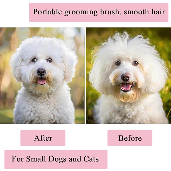 Dog Grooming Brush, Soft Puppy Massage Brush, Pet Hair Bathing Brush Comb, Hangable Grooming Tool for Poodles, Teddy, Yorkies, Maltese, Shih Tzu, Chihuahua (Pink)