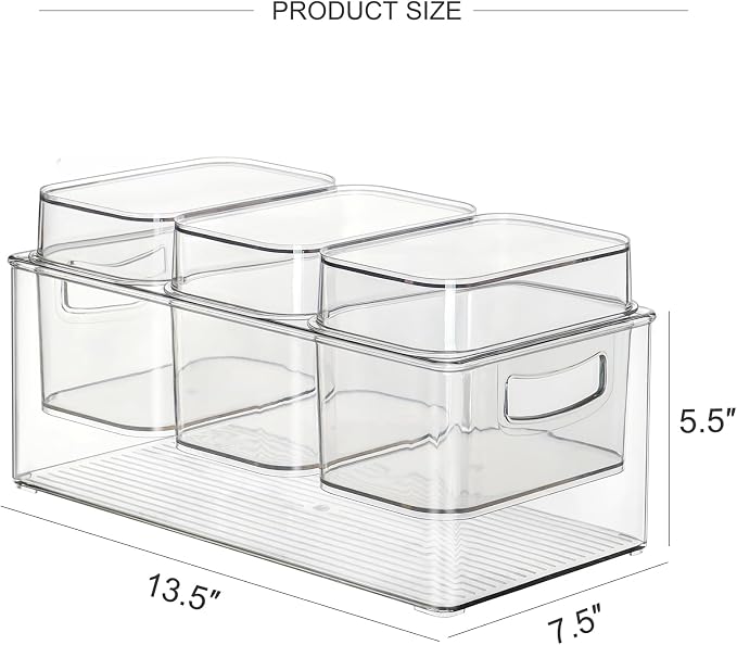 Hudgan Large Taco Bar Serving Set for Party with 3 Separate Containers, Mimosa Bar Accessories with Lids, Chilled Condiment Caddy Organizer for Salad, Fruit, Party Garnish