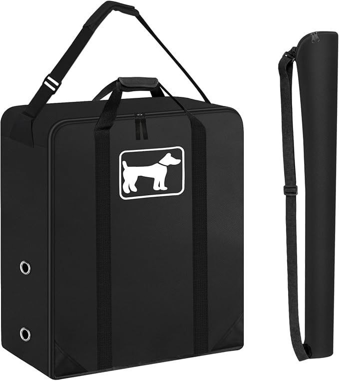 SIRUITON Thick 600D Dog Playpen Storage Bag Fits 32" H 8 Panels & 9 Stakes | Dog Fence Travel Bag for Foldable Exercise Pet Playpens Designed for Camping and RV Trips with Reinforced Double Handles