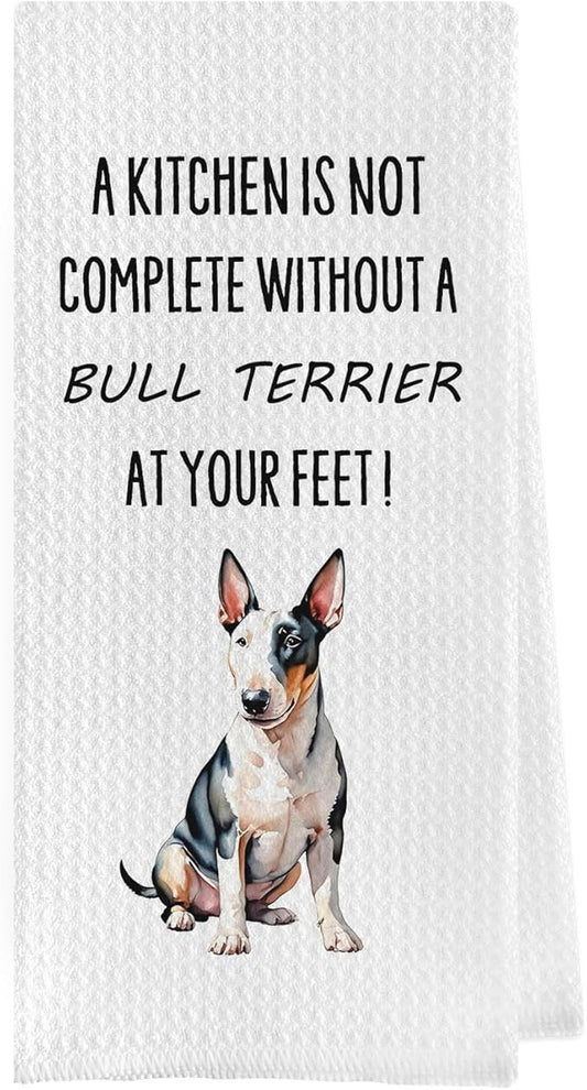 Bull Terrier Kitchen Towels - Funny Bull Terrier Gifts Waffle Dish Towels, Dog Lover Gifts for Women Decorative Hand Tea Towel, 16x24 Inch