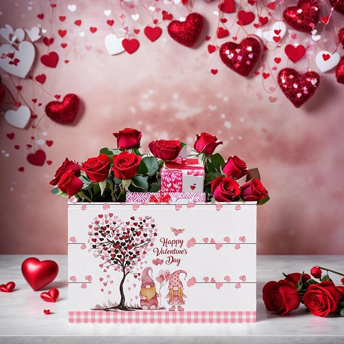 Cute Large Valentine's Day Gift Basket Empty Heart Decor Storage Bin for Kid Baby Room Décor (Pink Dwarf Love Tree)