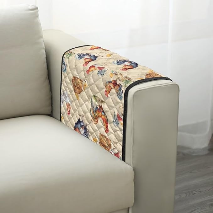 Rooster Sofa Armrest Cover Anti-Stain Dustproof Armchair Slipcovers Sofa Arm Cover, Removable Washable Stretch Armchair Slipcovers Universal Stylish Couch Covers