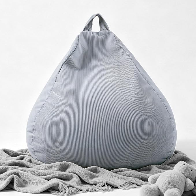 LPMOERA Stuffed Animal Storage Soft Bean Bag Cover No Filler Light Grey | Skin-Friendly,Portable,Wide Easy-Load Opening,Hidden Zipper,Decorative Organizer