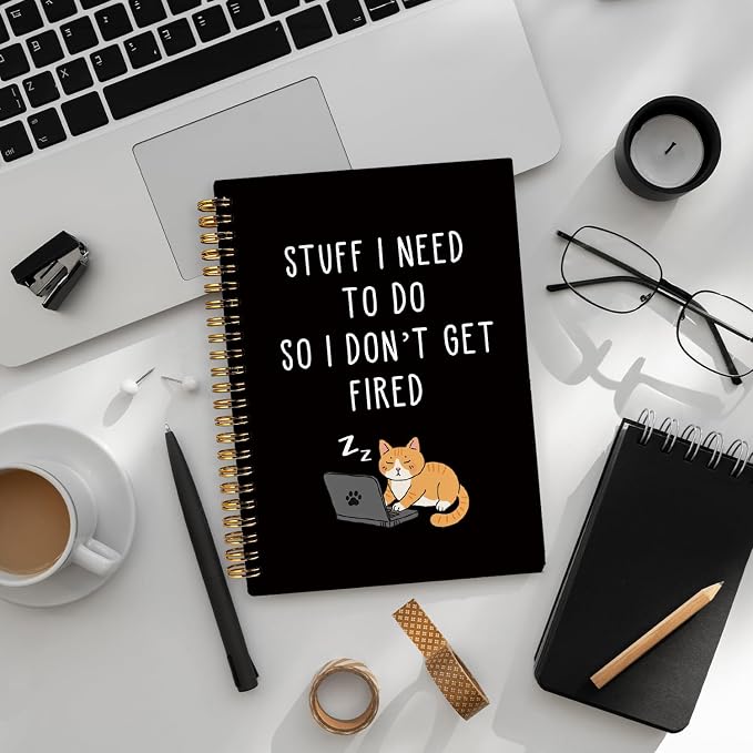 Cat Notebook Journal, Funny Notebooks for Work, New Job Gift | Stuff I Need To Do So I Don't Get Fired Notebook, Goodbye Gift for Coworker Leaving, Funny Gag Gift for Coworkers 5.5x8.3In