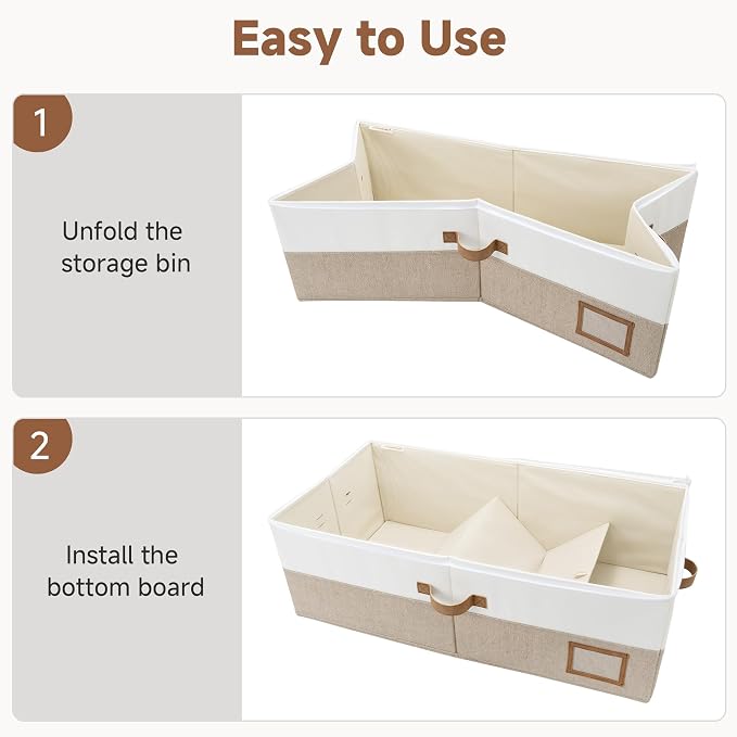 StorageWorks 10 Inch Tall Under Bed Storage Containers with Clear Lid | Reinforced Structure, Resists Sagging, Handles & Label Holder, Foldable Stackable Closet Storage for Clothes, Blankets, Toys