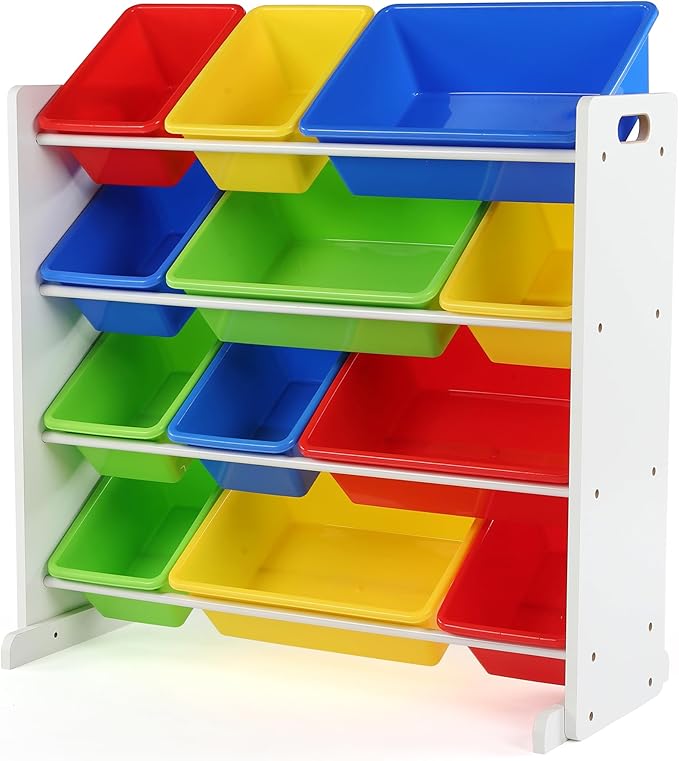 Humble Crew Kids Toy Organizer with 12 Bins, 4 Tier Storage for Playroom