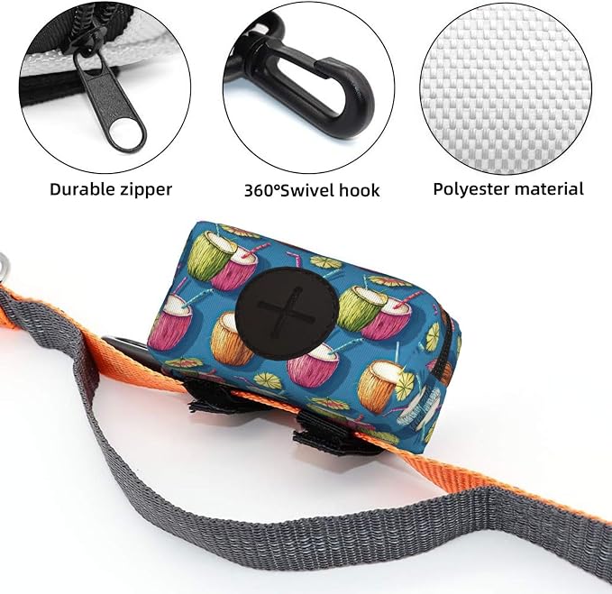Coconut Drinks Pet Waste Bag Dispenser 0.2L | Portable Dog Poop Holder Waste Bag With Zipper Park Doggy Walking Accessory