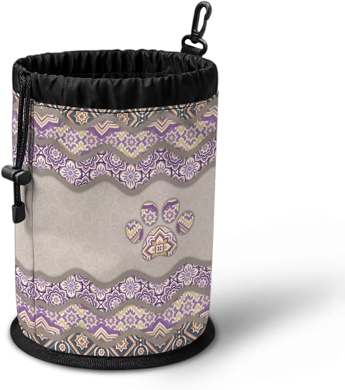 Laundry Clothespin Organizer Bag, Boho Pattern Dog Paw Drawstring Peg Storage Pouch with Hanging Loop, Portable Clips Holder for Drying Rack, Camping, Beach, Dorm