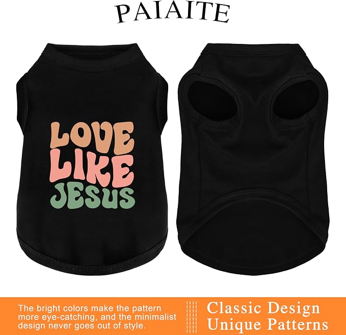 Discover Cozy Cotton Canine Wear: Soft, Lightweight, and Breathable Dog Shirt Vest with Eye-Catching Graphics(Love Like Jesus), Keeping Your Furry Friend Warm and Comfy! Blue 4XL