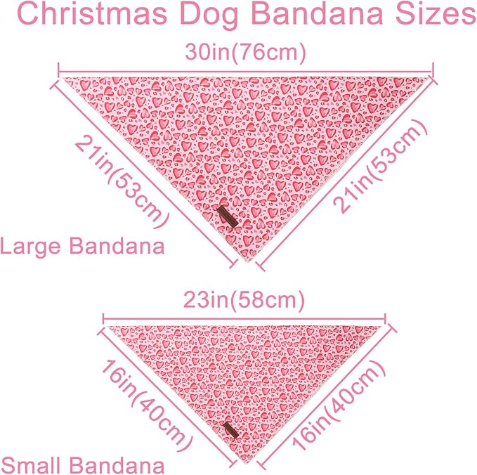 Valentine Dog Bandana, Pink Heart Triangle Bid Scarf for Small Medium Dog, Cotton Pet Kerchief for Girl Boy Dogs or Cats, Red Dog Bandana, Cute Adorable Puppy Bandana