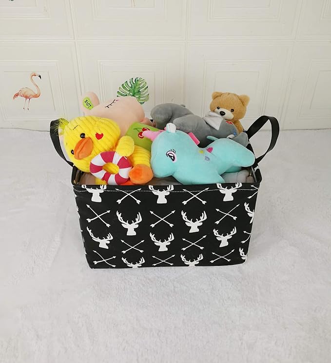 Kid Storage Basket Gift Shelf Basket Toy Storage Bin, Nursery Basket Organizer Box for Children Room Deco With Handles (Deer)