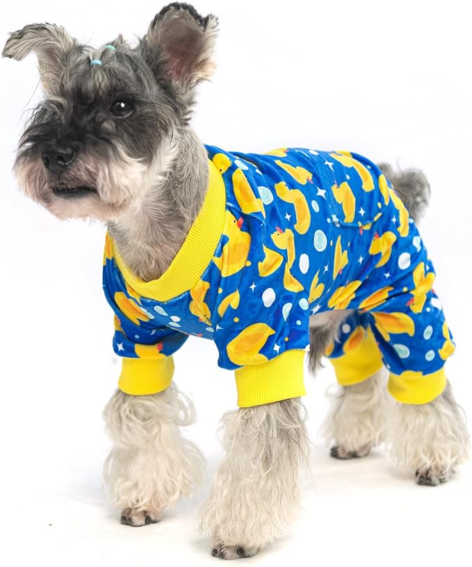 PUPTECK Soft Fleece Dog Pajamas for Small Medium Dogs, Dog Onesie Puppy Sweaters Clothes Jumpsuit Pjs, Cute Jammies Cat Coat Pet Costume Apparel