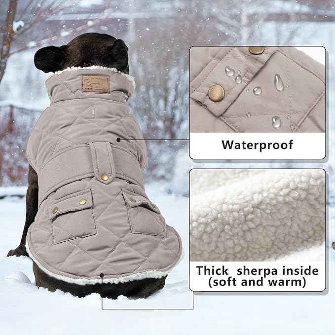 KYEESE Waterproof & Windproof Dog Coat for Medium Large Dogs Puffer Jacket