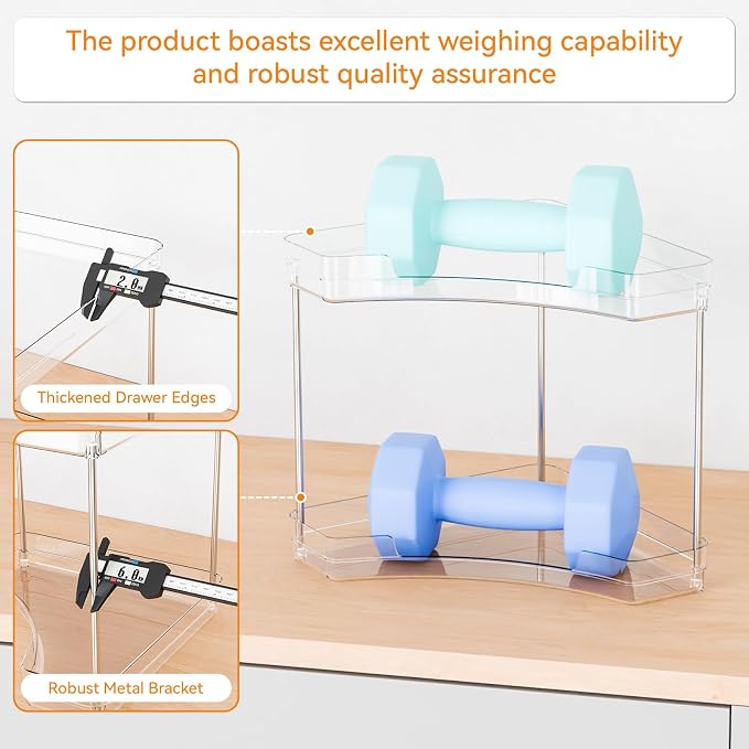 2 Tier Corner Bathroom Counter Organizer,Clear Sink Shelf,Bathroom Corner Organizer and Storage for Restroom,Vanity Countertop,Two Tier Small Sink Organizers & Rack for Makeup,Beauty Product