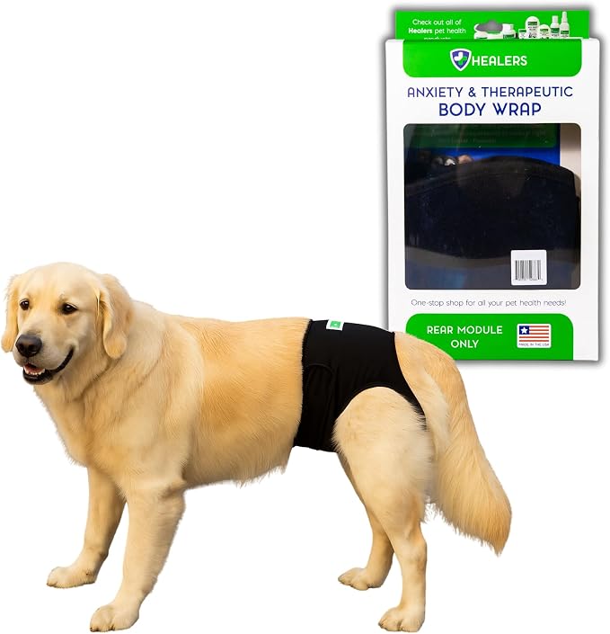 Healers PetCare Rear Wrap for Dogs, Calming Support, Large | Calming compression wrap, incontinence and recovery support, hot/cold pockets, adjustable, breathable, washable