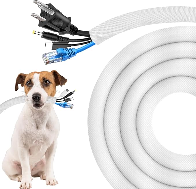 Secbolt Cord Protectors from Pets No Chew, 10FT - 1/2 Inch, White | Durable Cord Covers for Pets, Bite-Resistant Wire Protector for Cats, Dogs, Rabbits