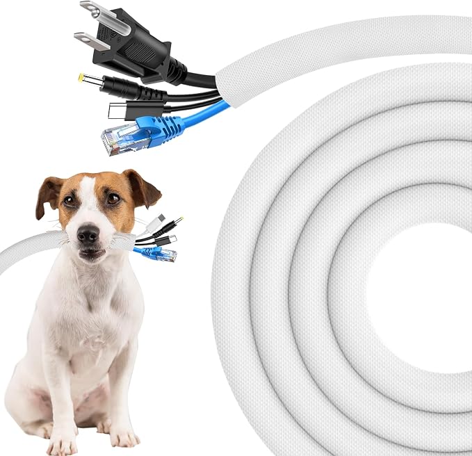 Secbolt Cord Protectors from Pets No Chew, 25FT - 1/2 Inch, White | Durable Cord Covers for Pets, Bite-Resistant Wire Protector for Cats, Dogs, Rabbits
