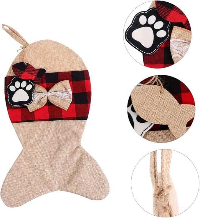 FRCOLOR Christmas Pet Stocking Gift Bag Holiday Present Pouch Festive Candy Storage for Gifts and Stocking Fillers Xmas Party Decoration