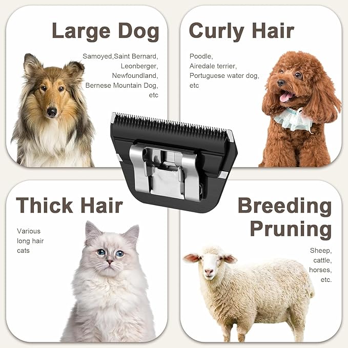 2PCS 30W Wide Blades for Dog Grooming Blades Compatible with Andis Dog Clippers,Stainless Steel Dog Clipper Blades Compatible with Oster A5,Wahl km10 for Animal Dog,Cat,Horse,Black
